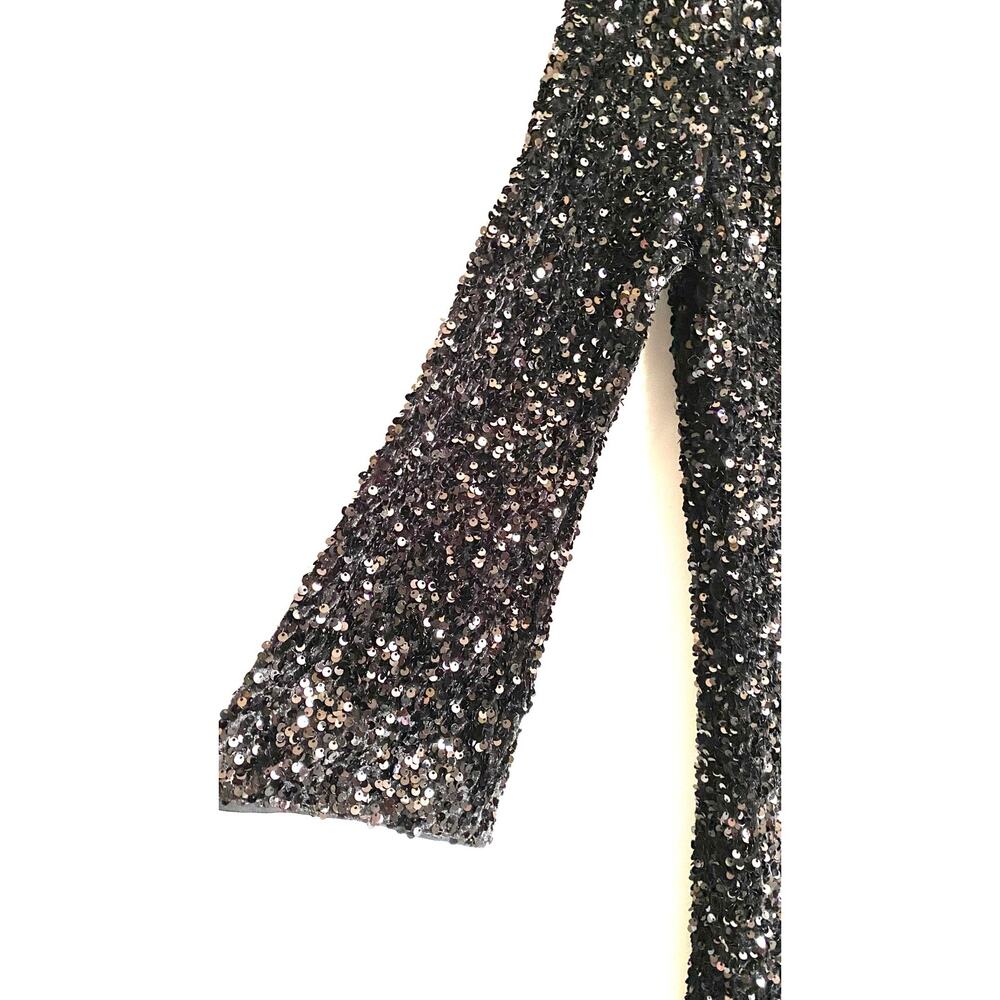 H&M Black Sequin A-Line Mini Dress XS - Picture 3 of 11
